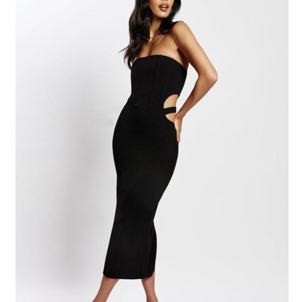 Meshki Catherine Cut Out Midi Dress - black